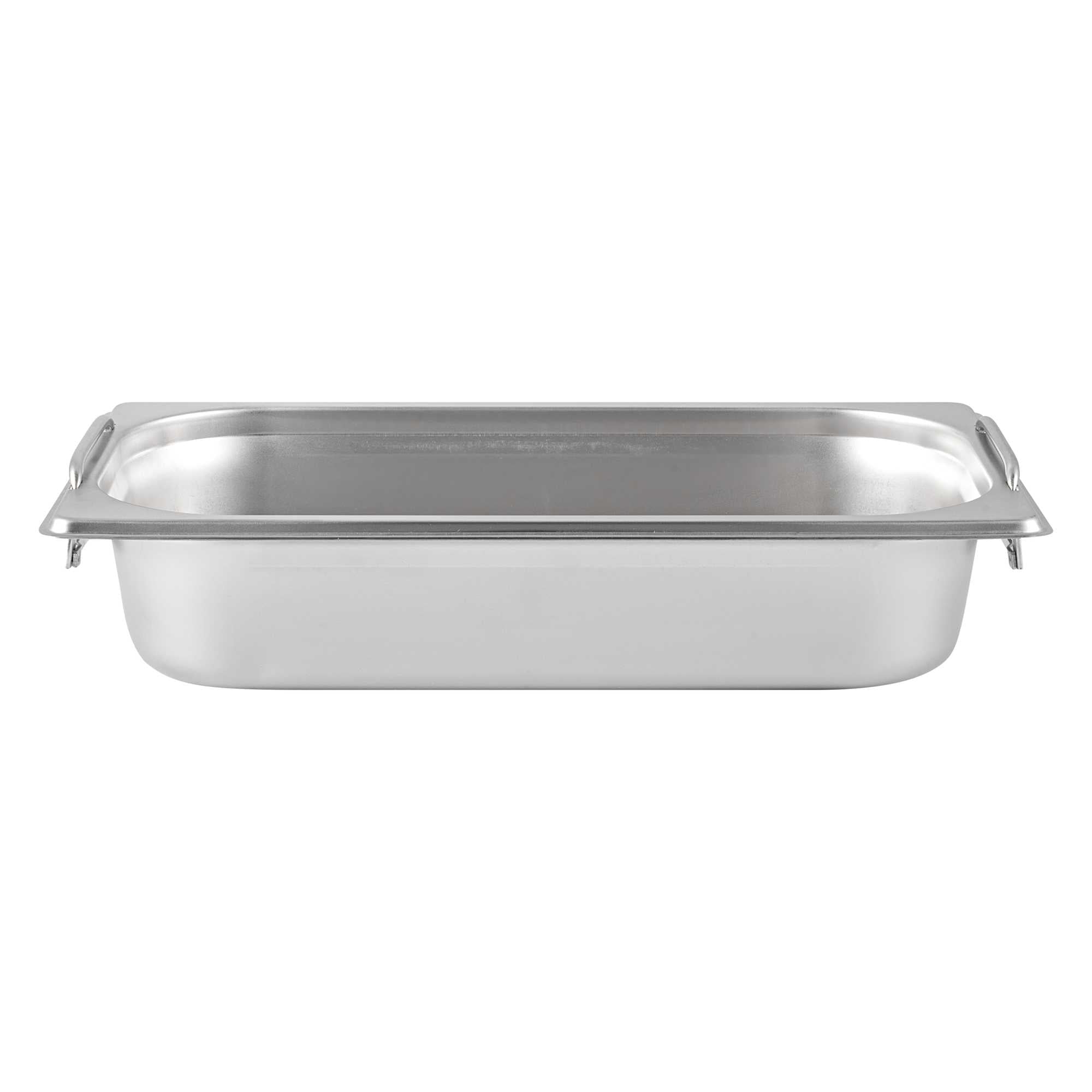 Met Lux Rectangle Stainless Steel 1/3 Size Steam Table Pan 2.5 Inch Deep - Anti Jam, Collapsible Handles - 1 count box