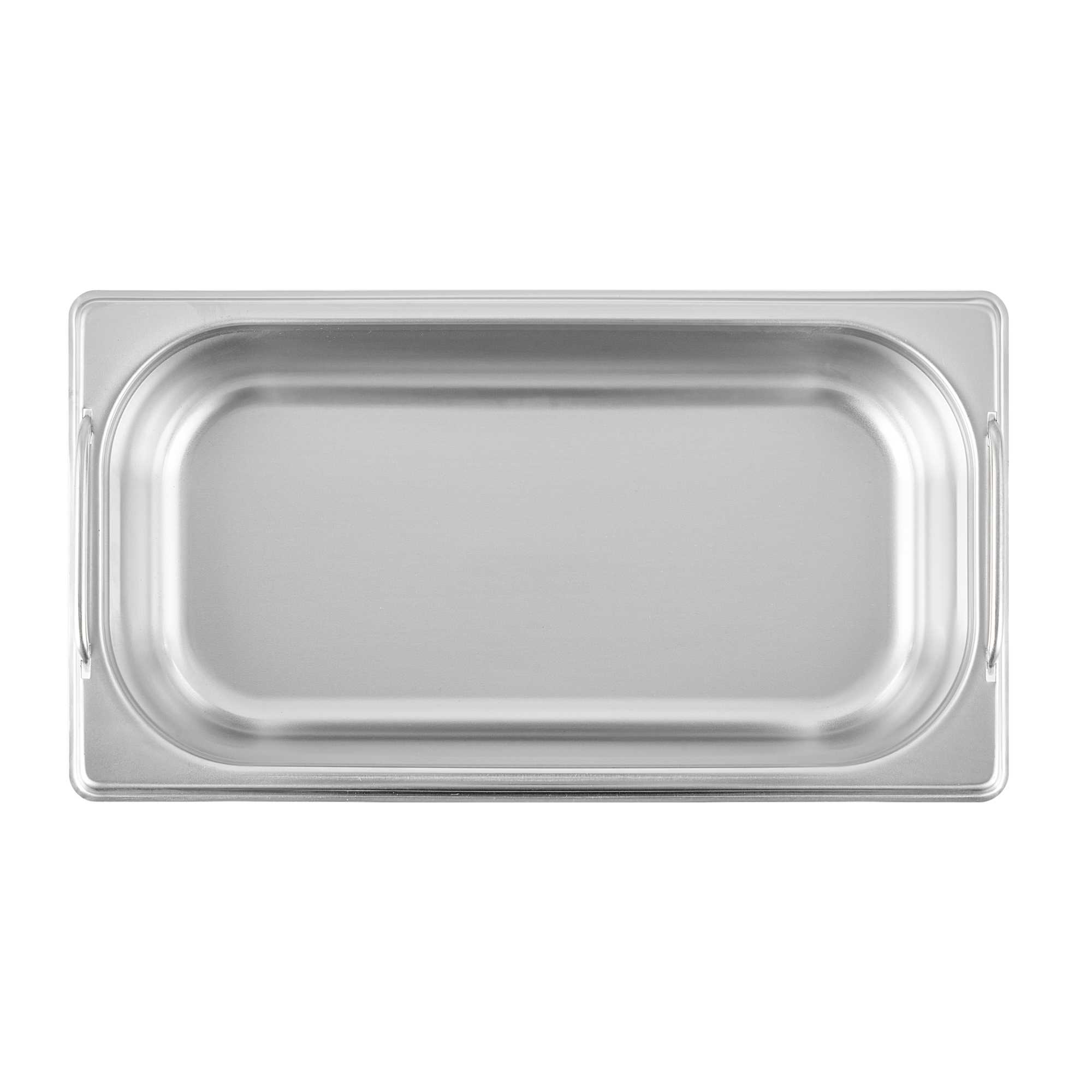 Met Lux Rectangle Stainless Steel 1/3 Size Steam Table Pan 2.5 Inch Deep - Anti Jam, Collapsible Handles - 1 count box