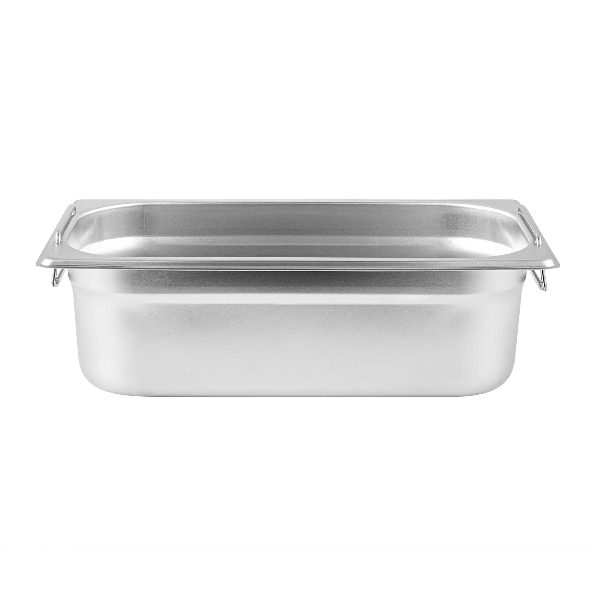 Met Lux Rectangle Stainless Steel 1/3 Size Steam Table Pan 4 Inch Deep - Anti Jam, Collapsible Handles - 1 count box
