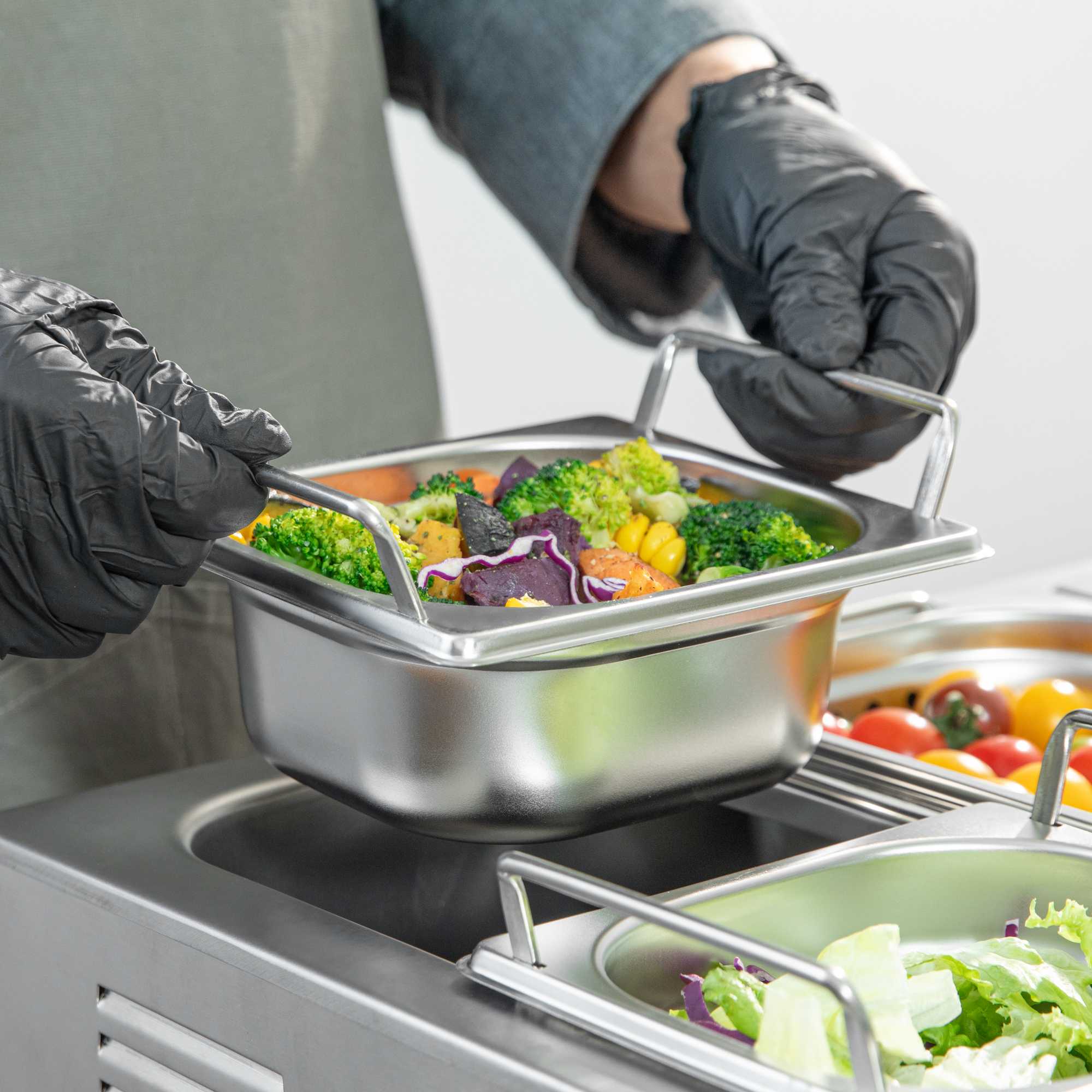Met Lux Rectangle Stainless Steel 1/6 Size Steam Table Pan 2.5 Inch Deep - Anti Jam, Collapsible Handles - 1 count box