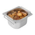 Met Lux Rectangle Stainless Steel 1/6 Size Steam Table Pan 4 Inch Deep - Anti Jam, Collapsible Handles - 1 count box