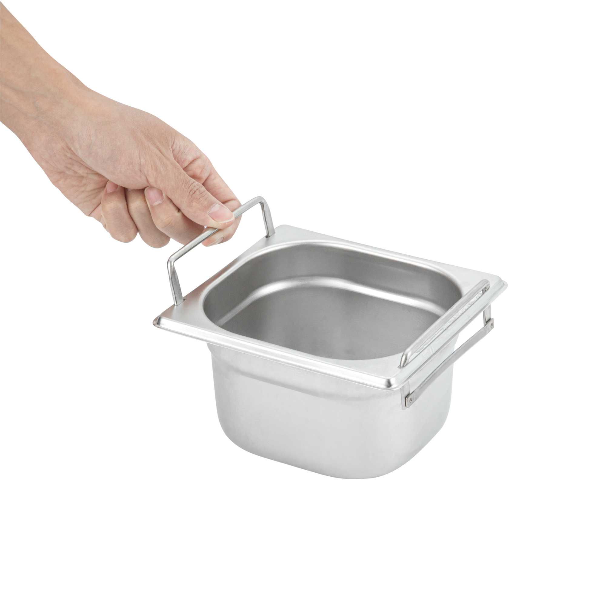 Met Lux Rectangle Stainless Steel 1/6 Size Steam Table Pan 4 Inch Deep - Anti Jam, Collapsible Handles - 1 count box