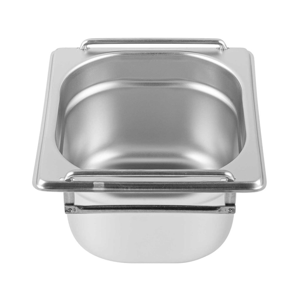Met Lux Rectangle Stainless Steel 1/6 Size Steam Table Pan 4 Inch Deep - Anti Jam, Collapsible Handles - 1 count box