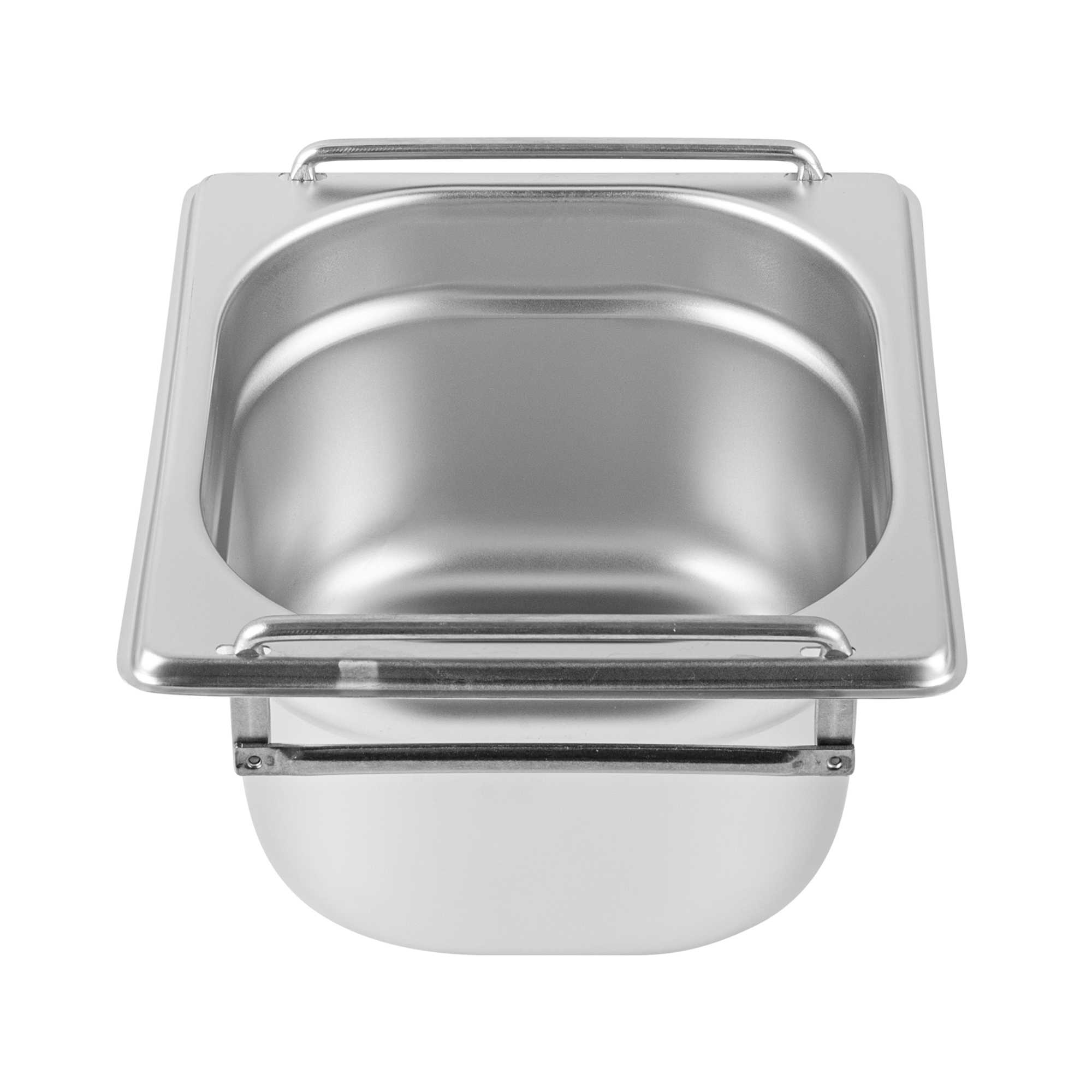 Met Lux Rectangle Stainless Steel 1/6 Size Steam Table Pan 4 Inch Deep - Anti Jam, Collapsible Handles - 1 count box