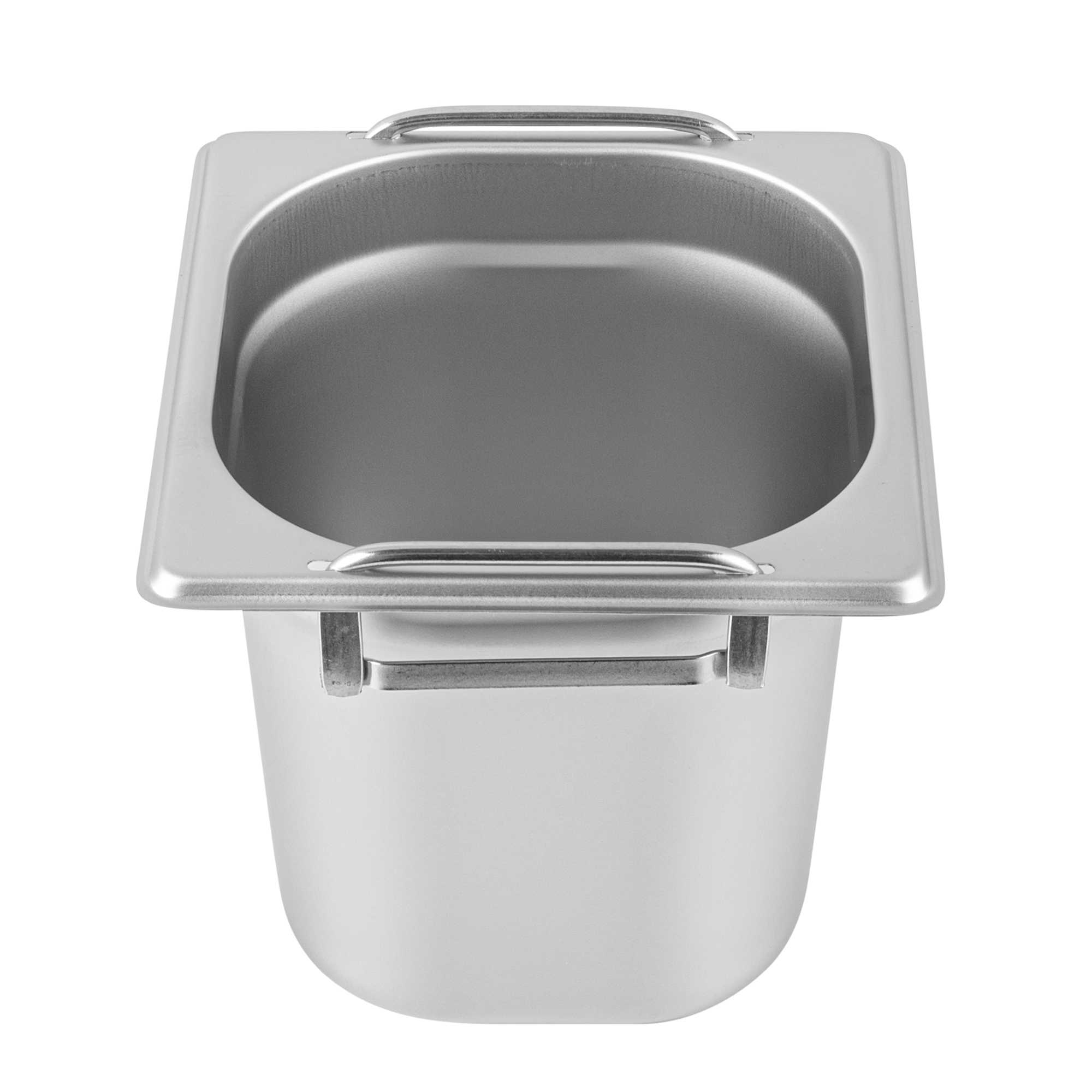 Met Lux Rectangle Stainless Steel 1/6 Size Steam Table Pan - Anti Jam, Collapsible Handles - 1 count box