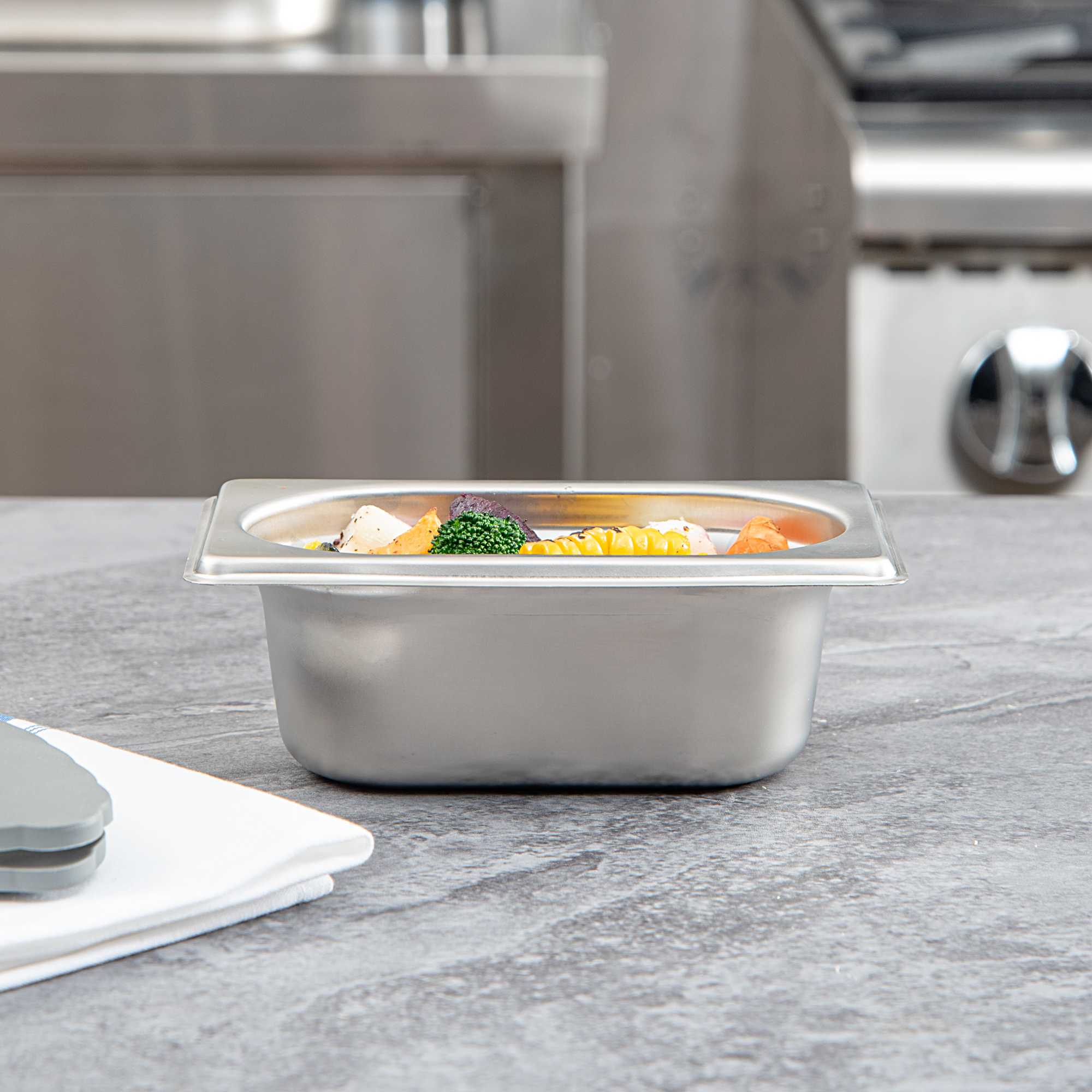 Met Lux Rectangle Stainless Steel 1/9 Size Steam Table Pan 2.5 Inch Deep - Anti Jam - 1 count box