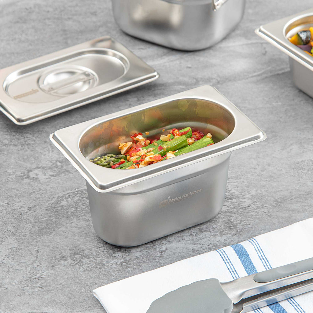 Met Lux Rectangle Stainless Steel 1/9 Size Steam Table Pan 4 Inch Deep - Anti Jam - 1 count box