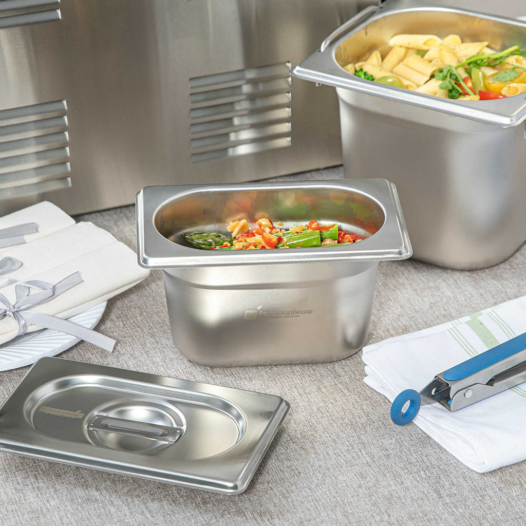 Met Lux Rectangle Stainless Steel 1/9 Size Steam Table Pan 4 Inch Deep - Anti Jam - 1 count box