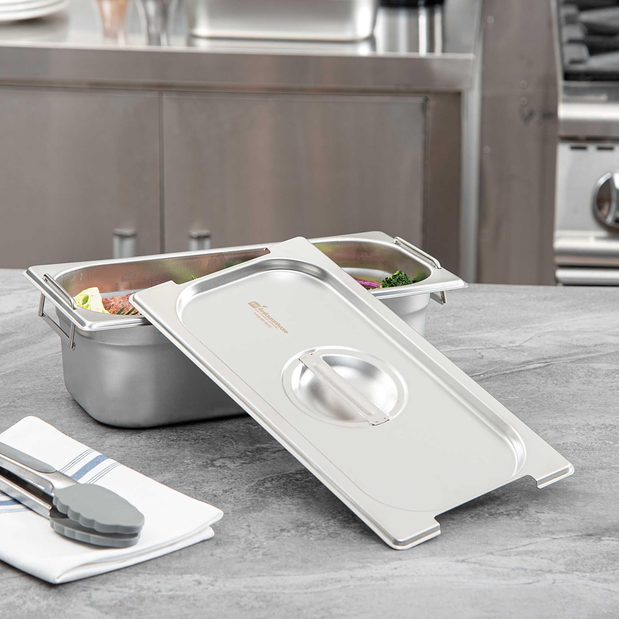 Met Lux Rectangle Stainless Steel Lid - Fits 1/3 Size Steam Table Pan - 1 count box