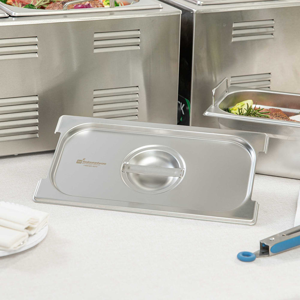 Met Lux Rectangle Stainless Steel Lid - Fits 1/3 Size Steam Table Pan - 1 count box