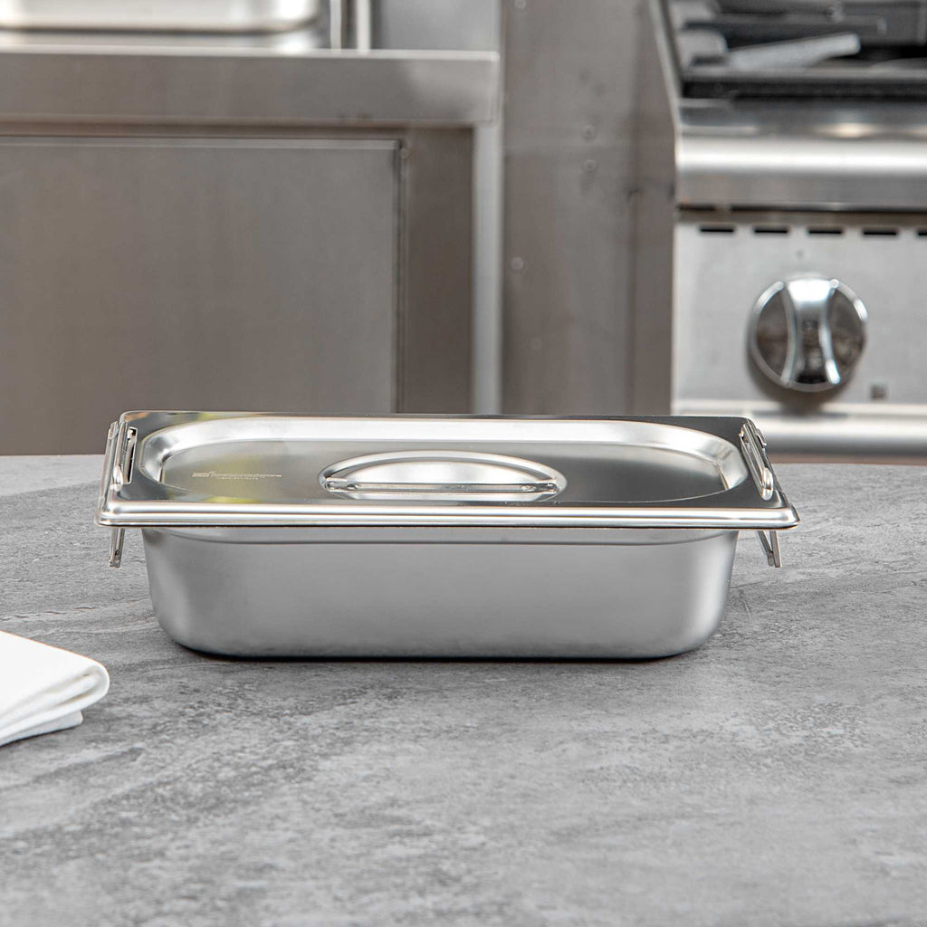 Met Lux Rectangle Stainless Steel Lid - Fits 1/4 Size Steam Table Pan - 1 count box