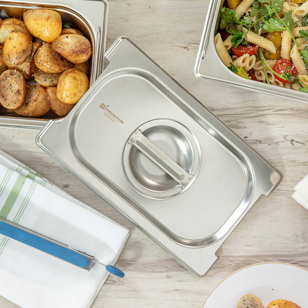 Met Lux Rectangle Stainless Steel Lid - Fits 1/4 Size Steam Table Pan - 1 count box