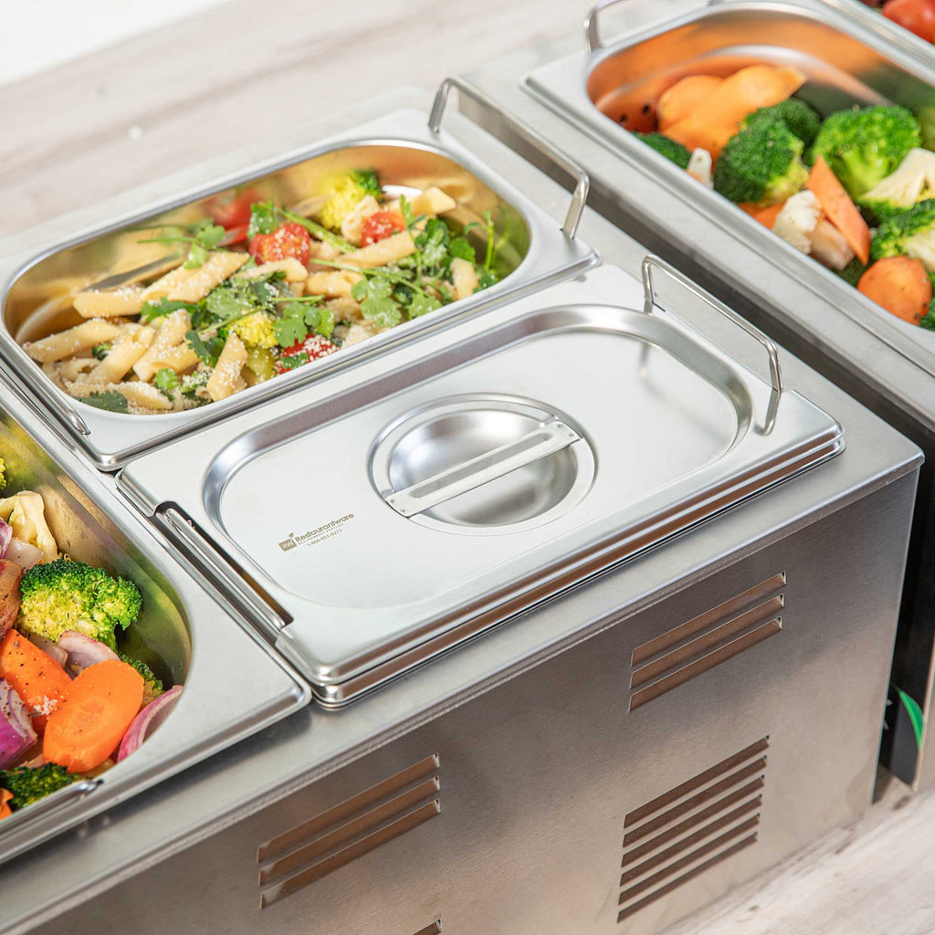 Met Lux Rectangle Stainless Steel Lid - Fits 1/4 Size Steam Table Pan - 1 count box