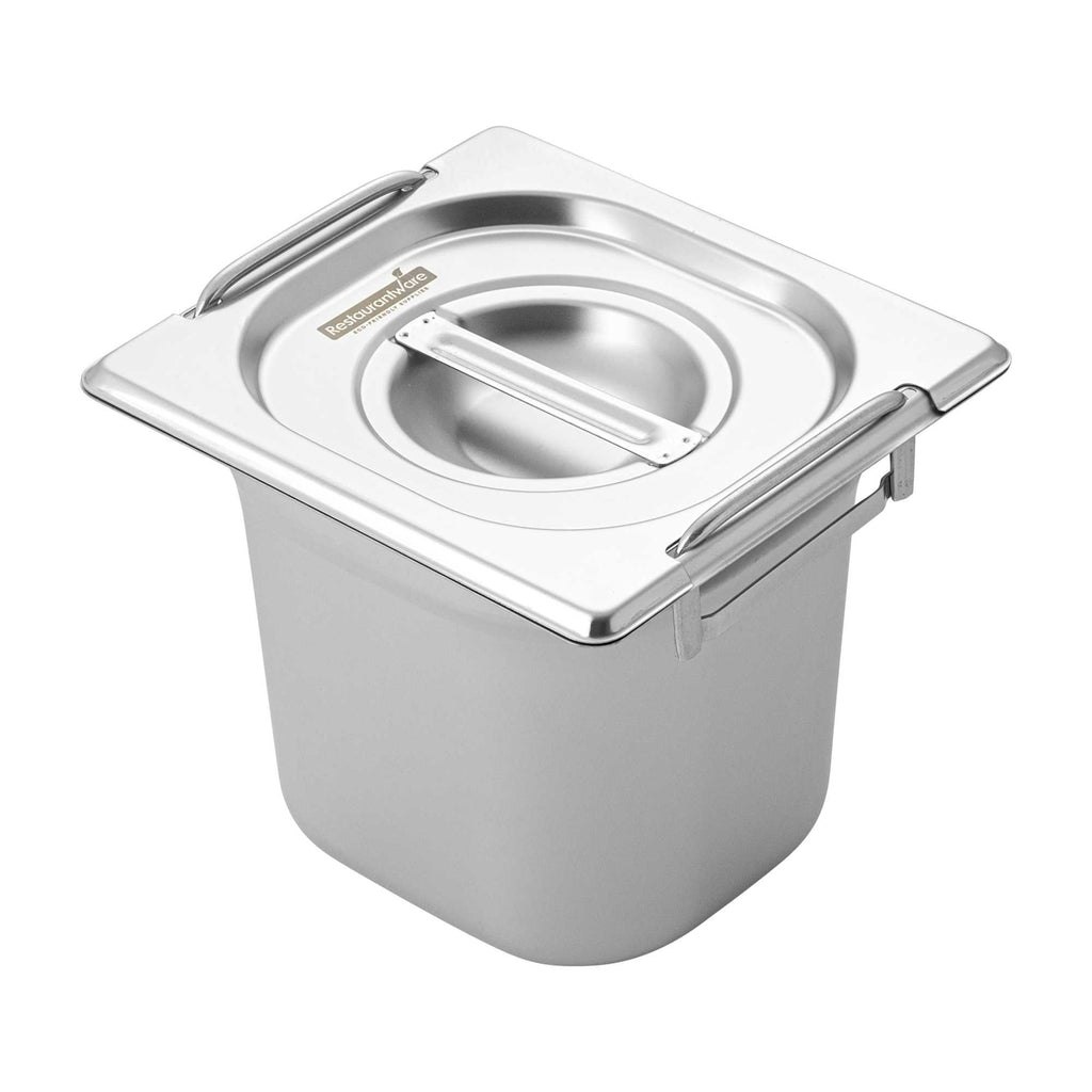 Met Lux Rectangle Stainless Steel Lid - Fits 1/6 Size Steam Table Pan - 1 count box
