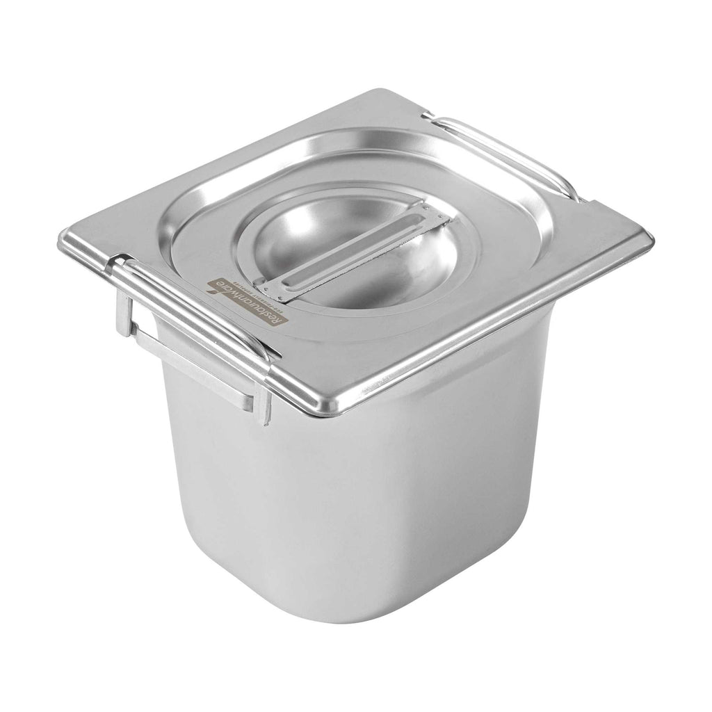 Met Lux Rectangle Stainless Steel Lid - Fits 1/6 Size Steam Table Pan - 1 count box
