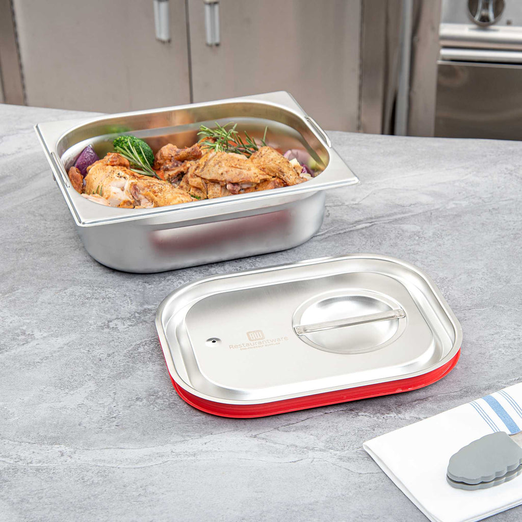 Met Lux Rectangle Stainless Steel Travel Lid - Fits 1/2 Size Steam Table Pan - 1 count box