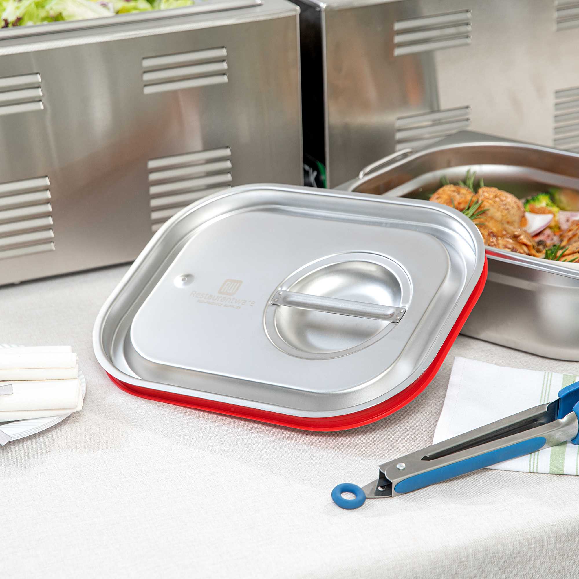 Met Lux Rectangle Stainless Steel Travel Lid - Fits 1/2 Size Steam Table Pan - 1 count box