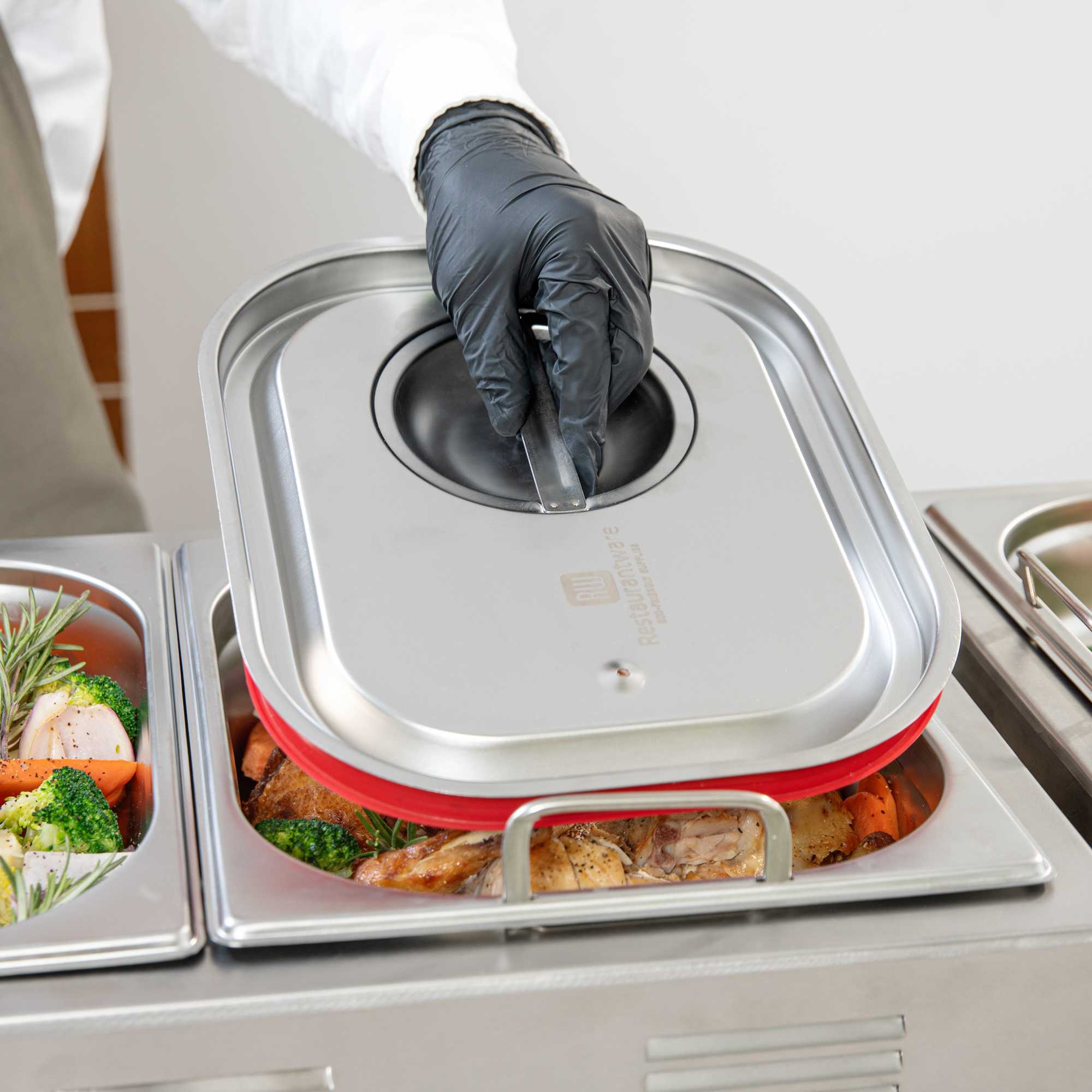 Met Lux Rectangle Stainless Steel Travel Lid - Fits 1/2 Size Steam Table Pan - 1 count box
