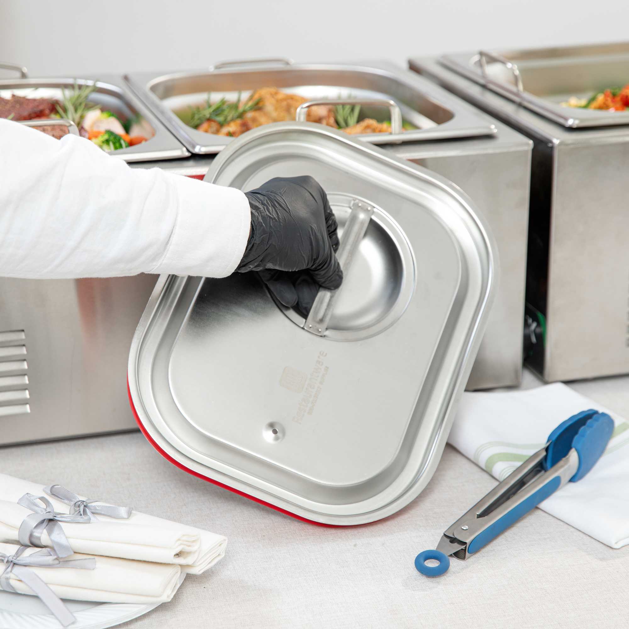 Met Lux Rectangle Stainless Steel Travel Lid - Fits 1/2 Size Steam Table Pan - 1 count box