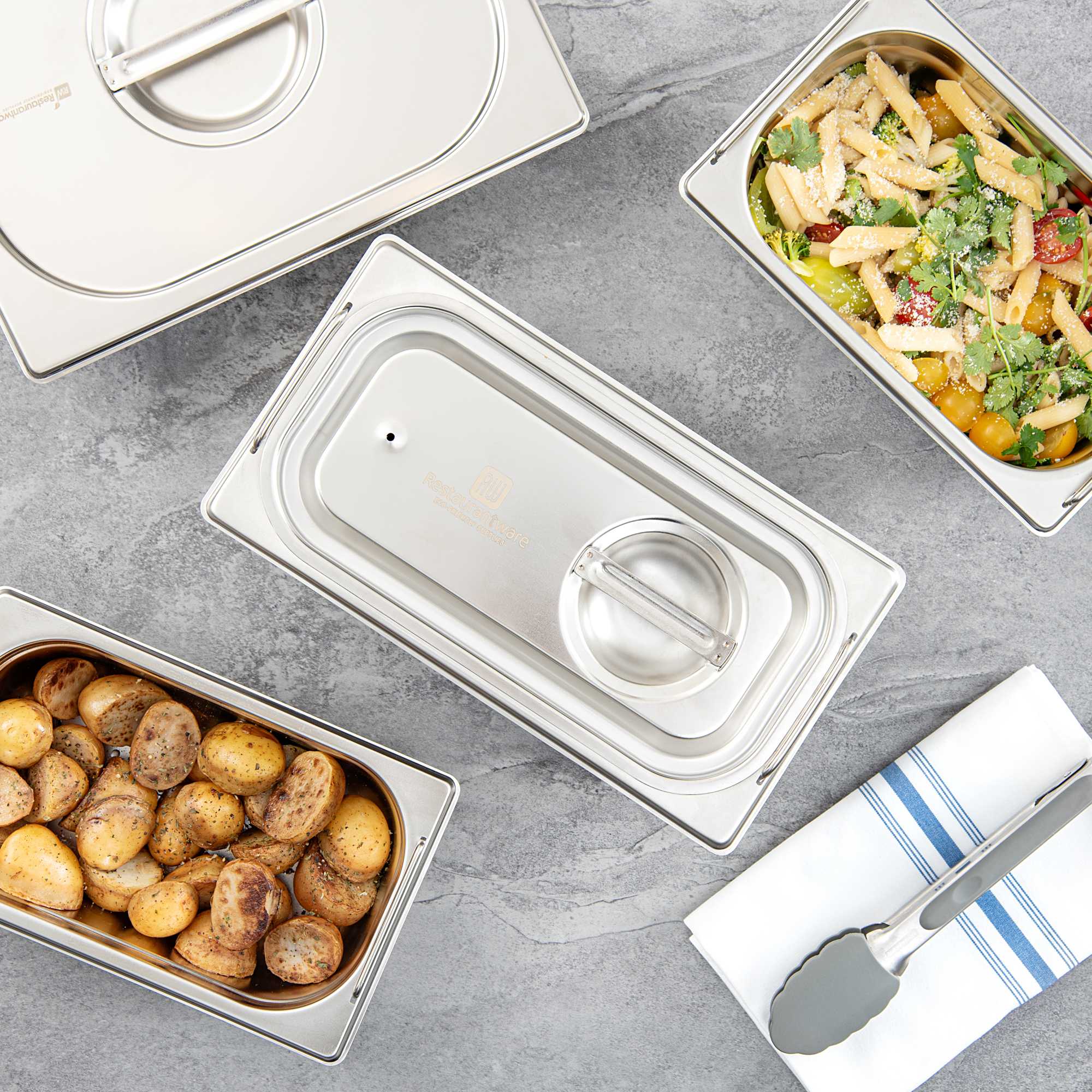 Met Lux Rectangle Stainless Steel Travel Lid - Fits 1/3 Size Steam Table Pan - 1 count box
