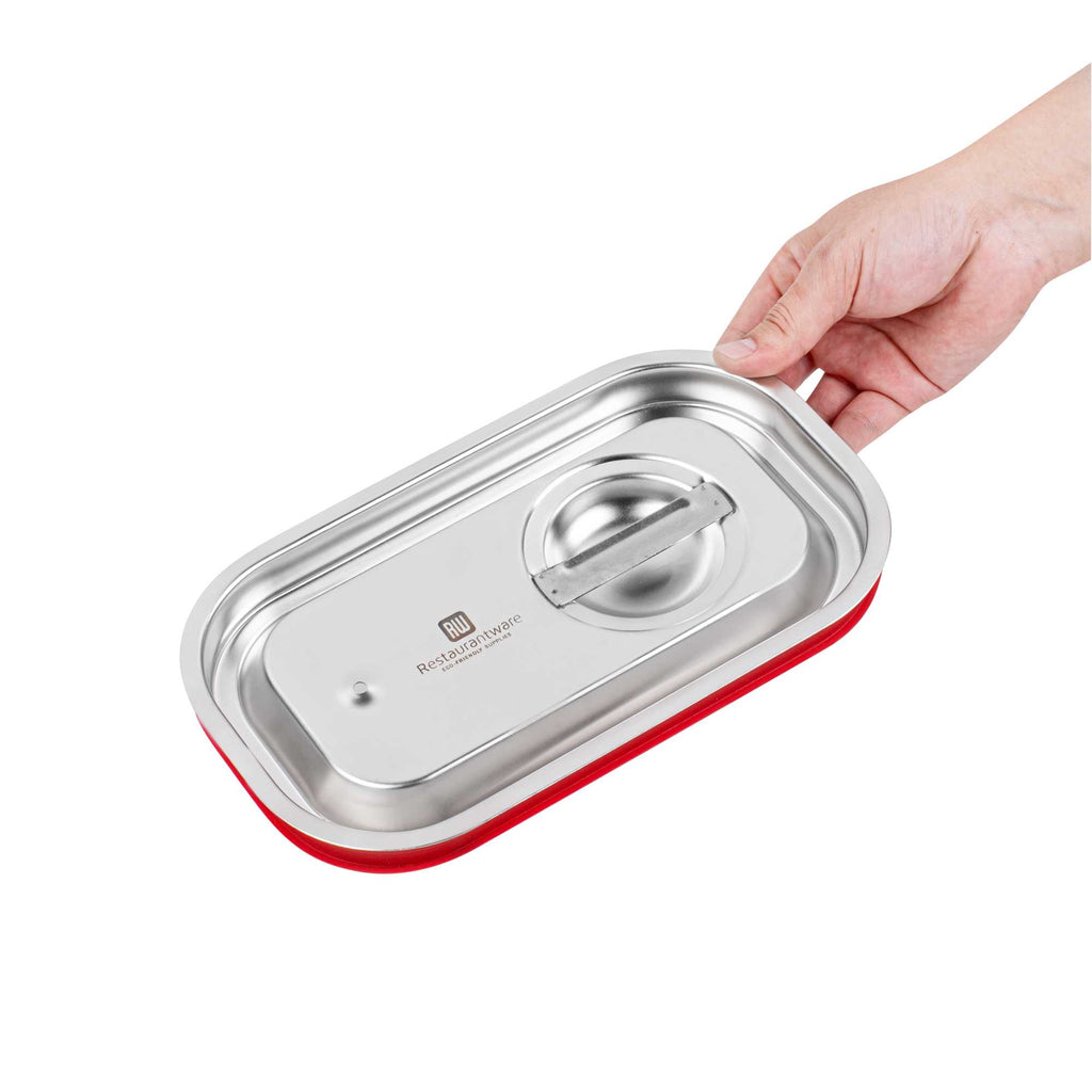Met Lux Rectangle Stainless Steel Travel Lid - Fits 1/4 Size Steam Table Pan - 1 count box
