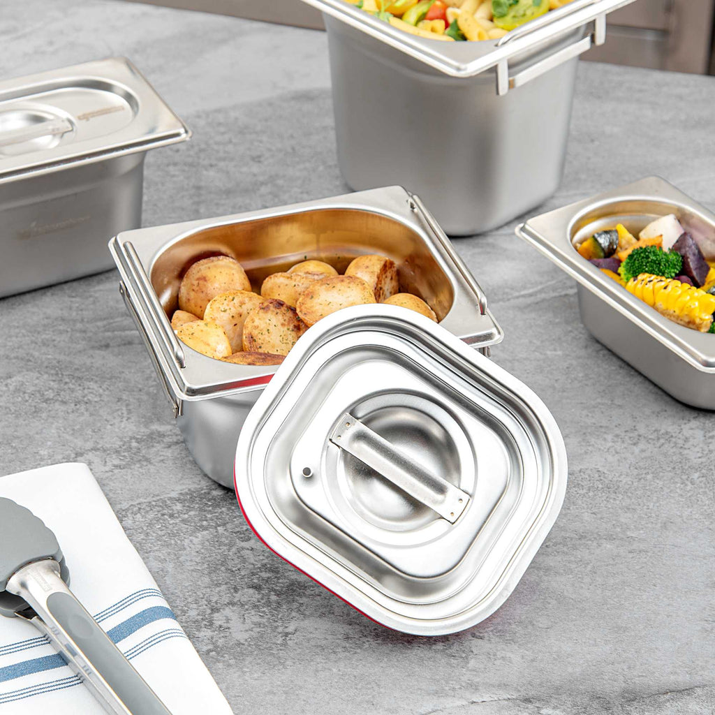 Met Lux Rectangle Stainless Steel Travel Lid - Fits 1/6 Size Steam Table Pan - 1 count box