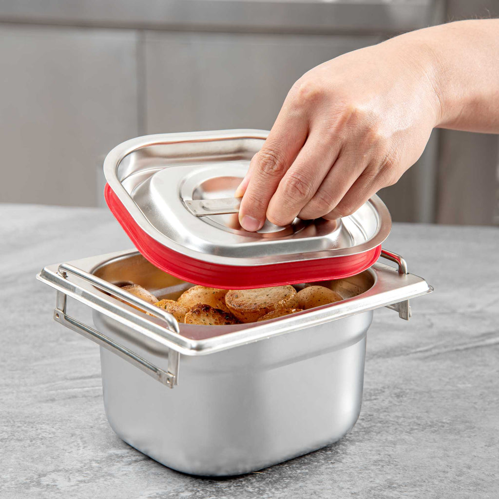 Met Lux Rectangle Stainless Steel Travel Lid - Fits 1/6 Size Steam Table Pan - 1 count box