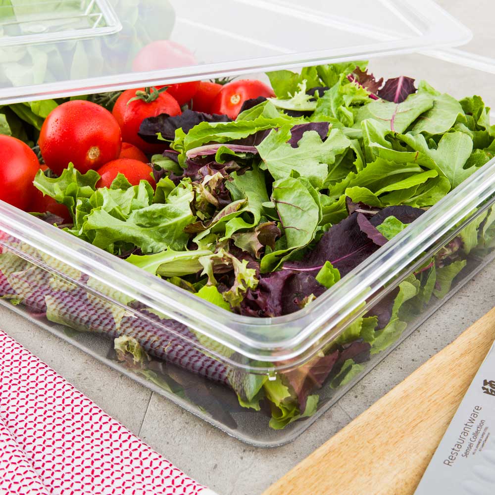 Met Lux Rectangle Clear Plastic Full Size Cold Food Storage Container - 4" Depth - 10 count box