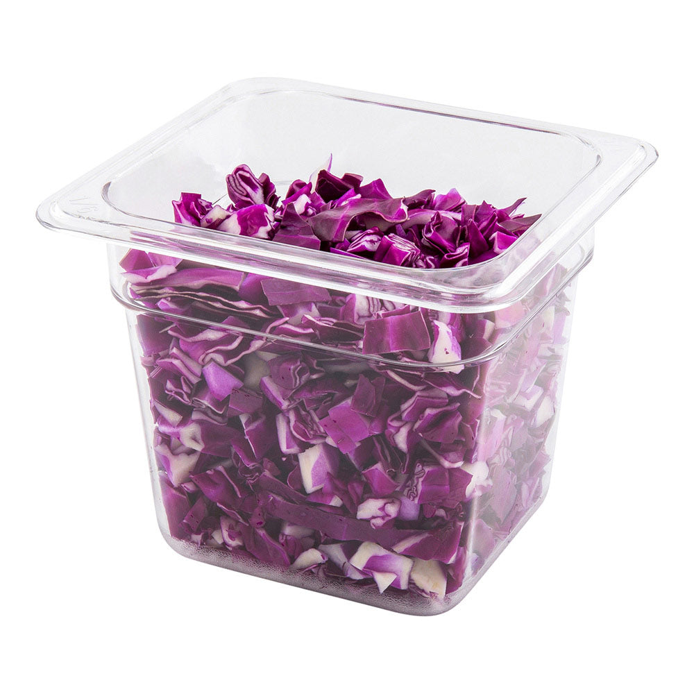 Met Lux Rectangle Clear Plastic 1/6 Size Cold Food Storage Container - 6" Depth - 1 count box