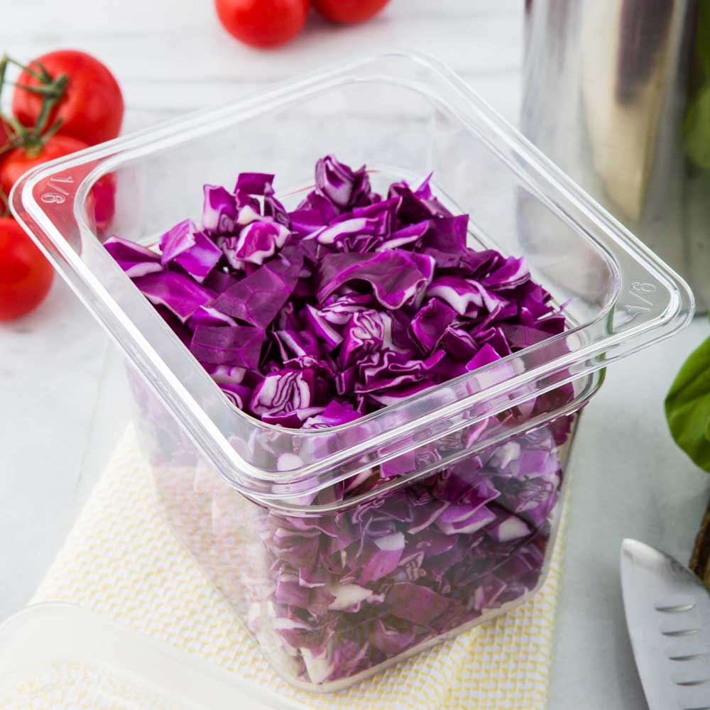 Met Lux Rectangle Clear Plastic 1/6 Size Cold Food Storage Container - 6" Depth - 1 count box