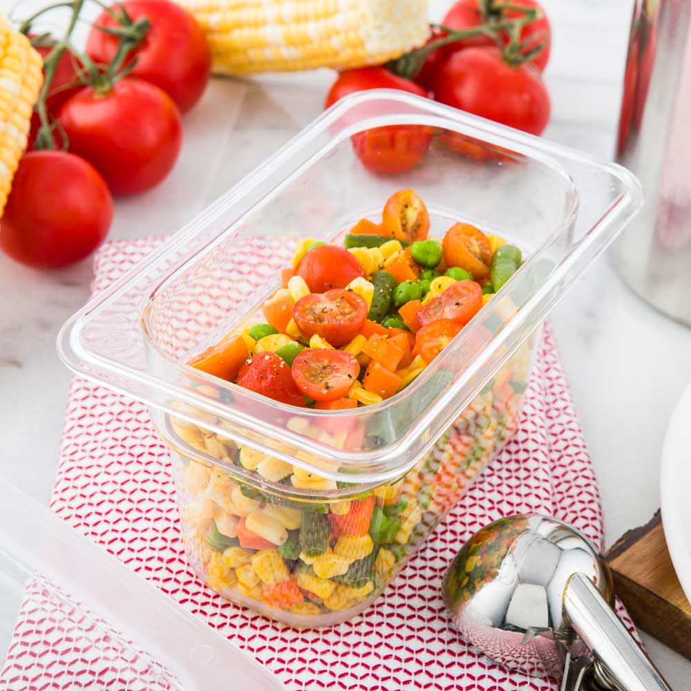 Met Lux Rectangle Clear Plastic 1/9 Size Cold Food Storage Container - 4" Depth - 10 count box