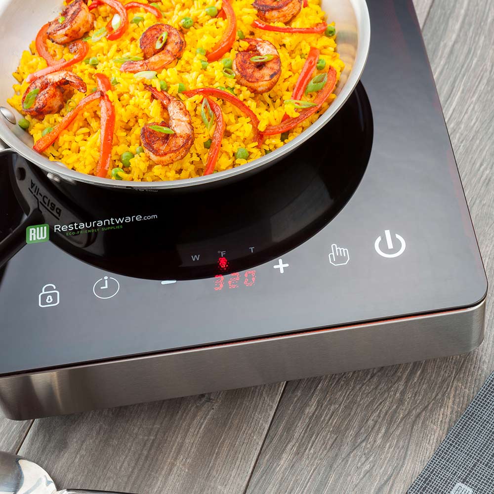 Home Pro Square Stainless Steel Induction Cooktop - Counter Top, 120V, 1800 watts - 11 3/4" x 15 1/4" x 3" - 1 count box