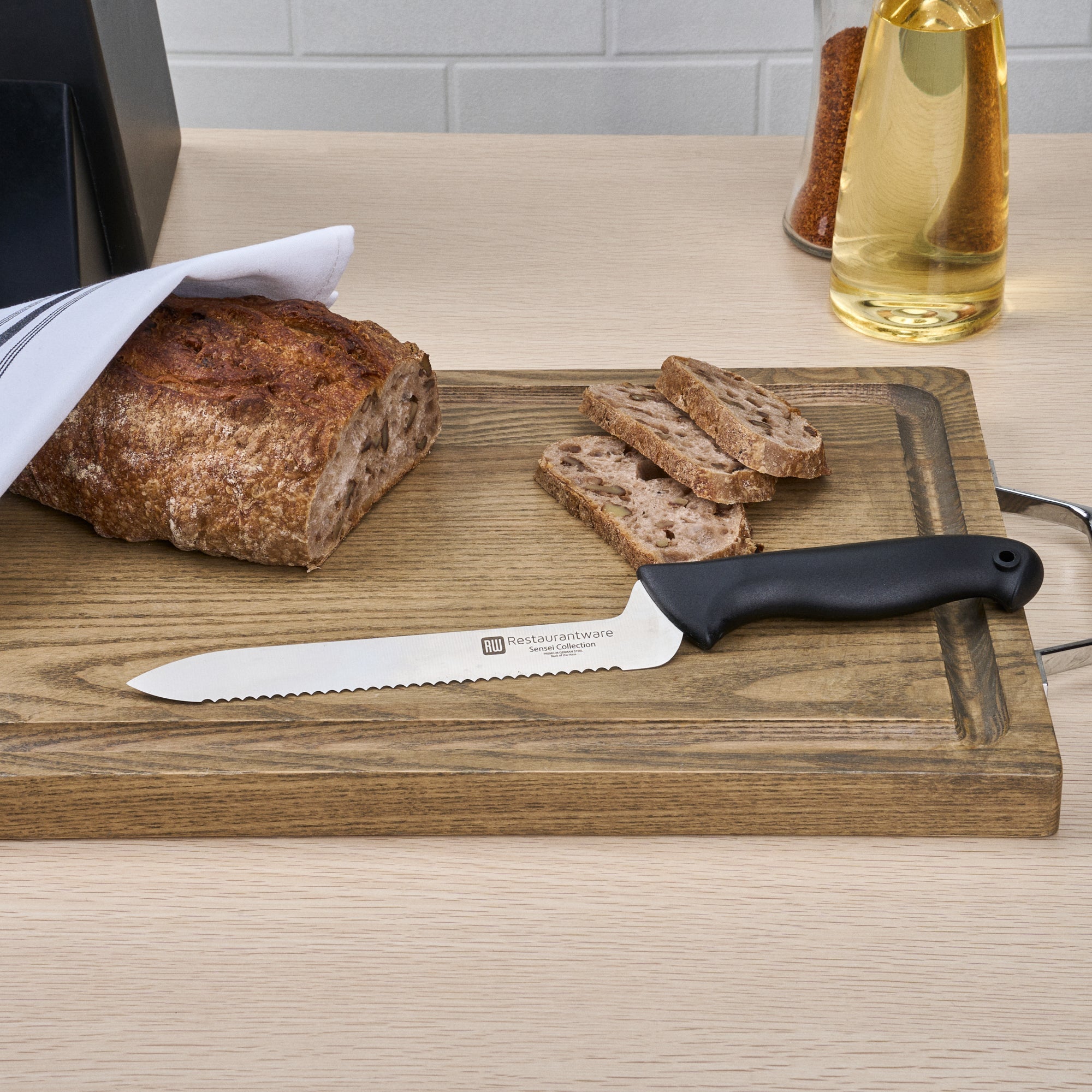 Sensei Back of the House German Steel 8" Offset Bread Knife - HACCP Protection - 1 count box