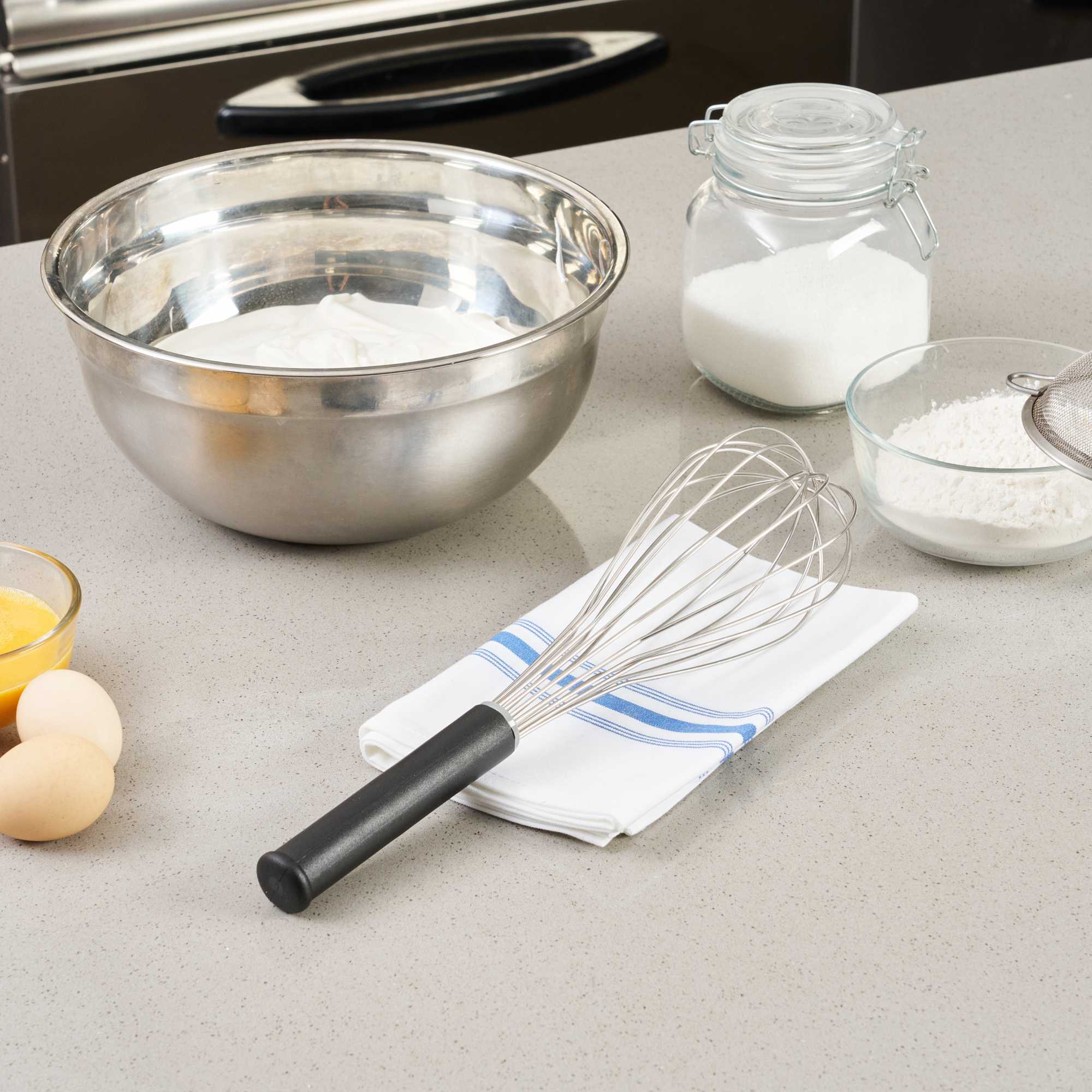 Met Lux Stainless Steel Piano Whisk - with Plastic Comfort Handle - 14" - 1 count box