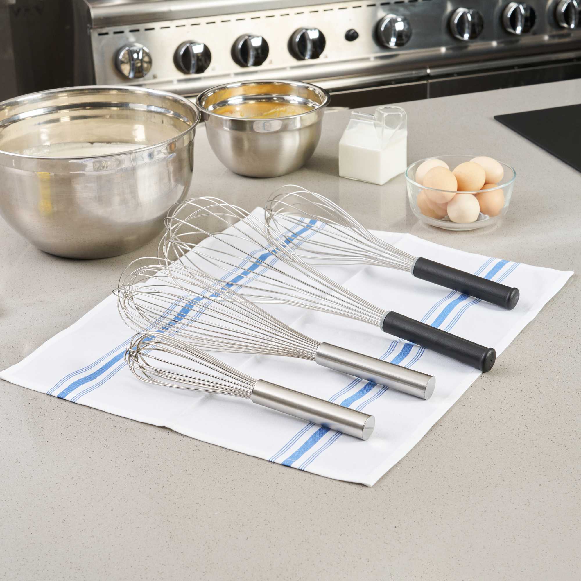 Met Lux Stainless Steel Piano Whisk - with Plastic Comfort Handle - 14" - 1 count box