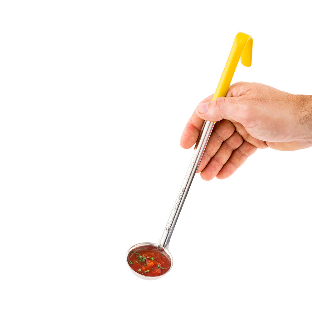 Met Lux 1 oz Stainless Steel Serving Ladle - with Yellow Handle - 11 3/4" - 1 count box
