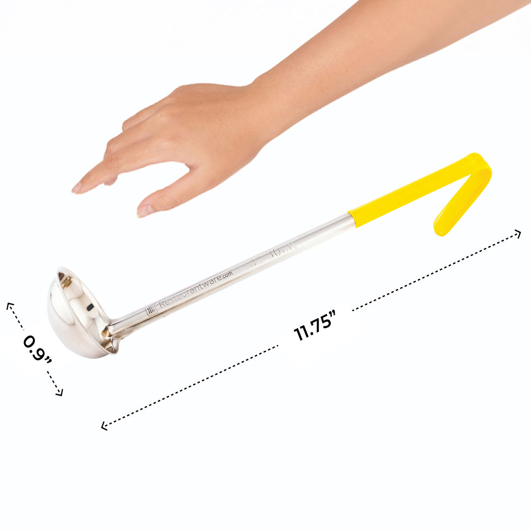 Met Lux 1 oz Stainless Steel Serving Ladle - with Yellow Handle - 11 3/4" - 1 count box