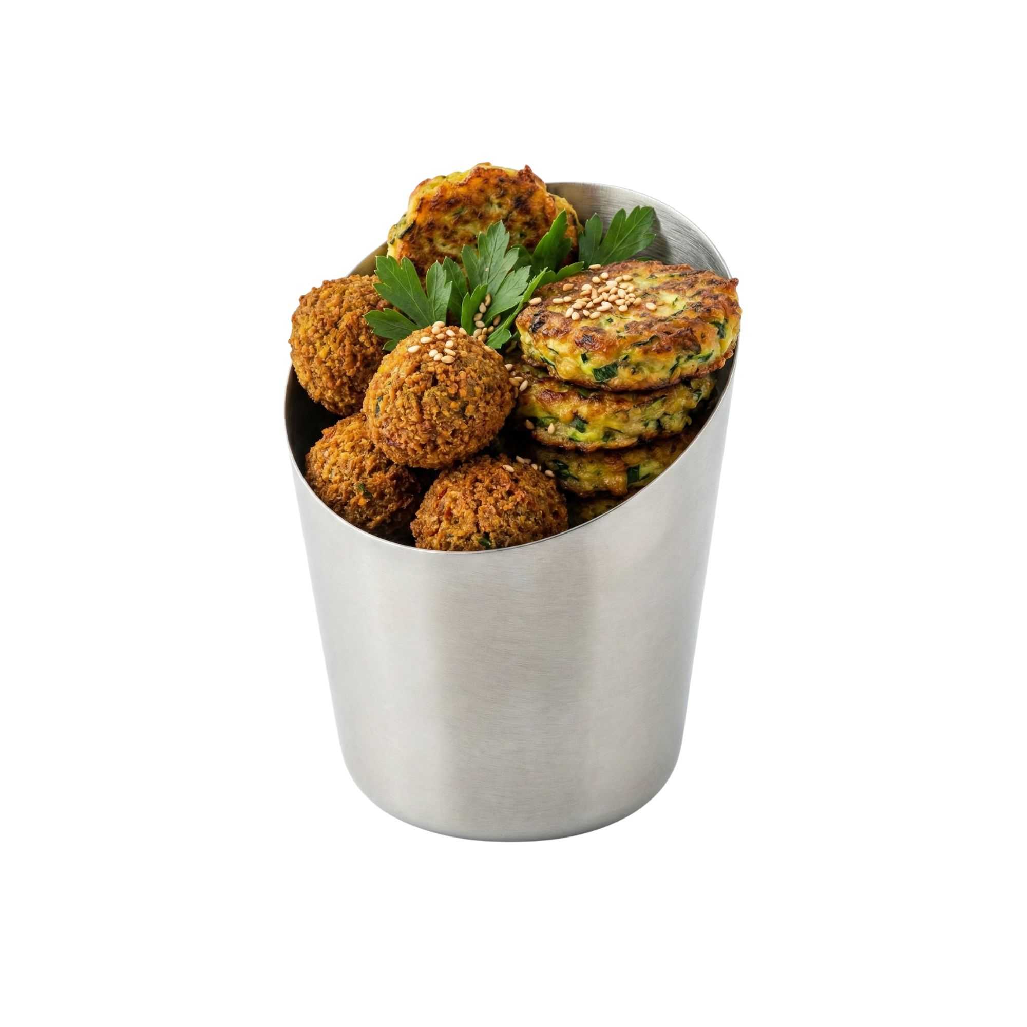 Met Lux Stainless Steel French Fry Cup - Tapered, Satin Finish - 3 1/2" x 4 1/2" - 1 count box