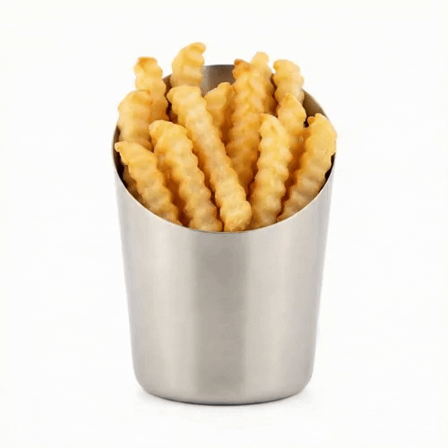 Met Lux Stainless Steel French Fry Cup - Tapered, Satin Finish - 3 1/2" x 4 1/2" - 1 count box