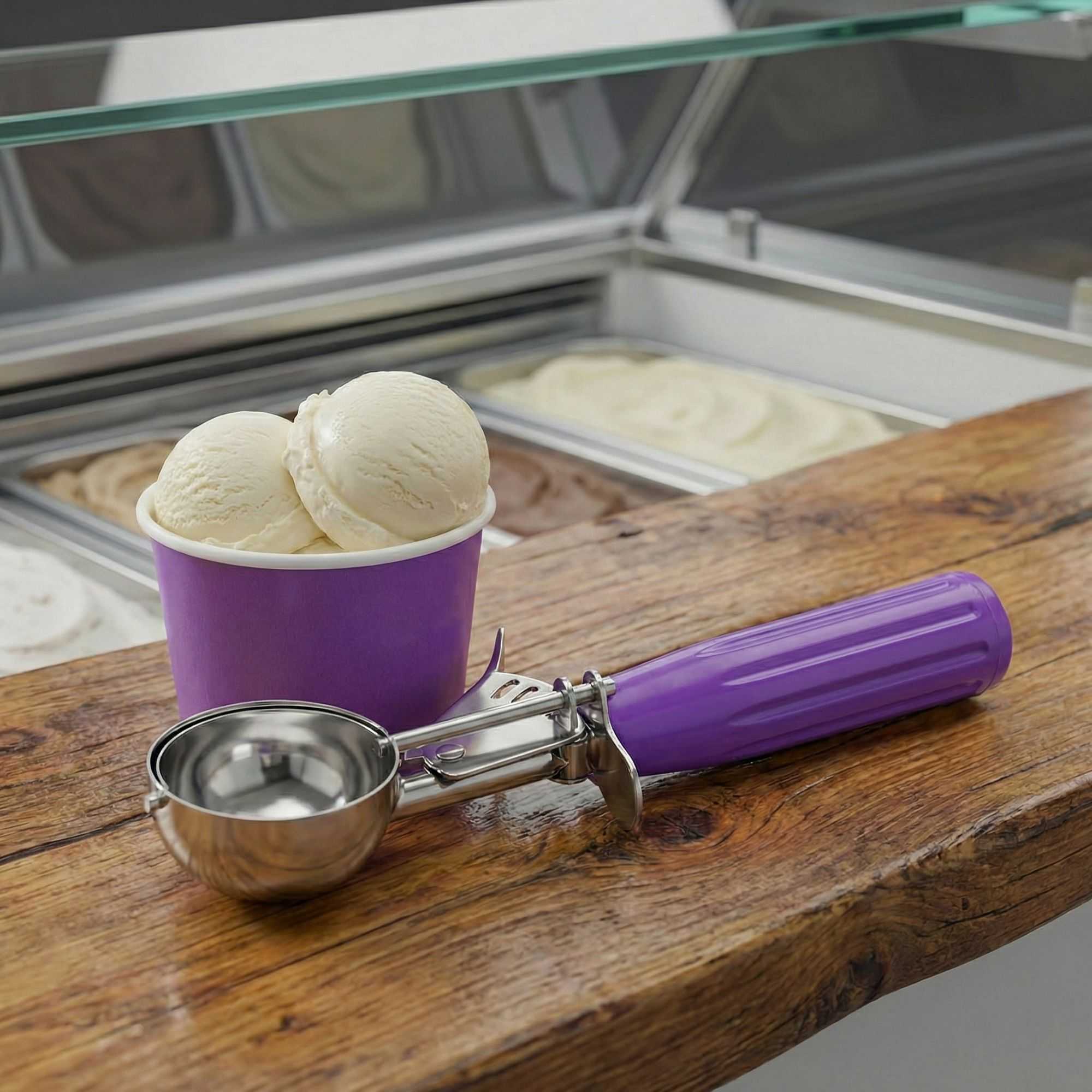 Met Lux 0.8 oz Stainless Steel #40 Portion Scoop - with Orchid Handle - 1 count box