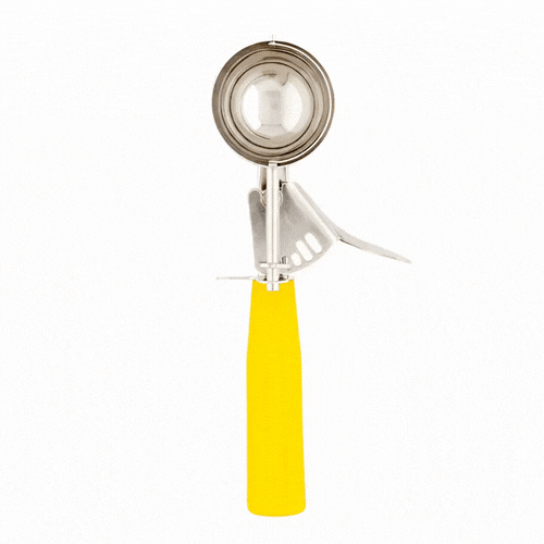 Met Lux 1.6 oz Stainless Steel #20 Portion Scoop - with Yellow Handle - 1 count box
