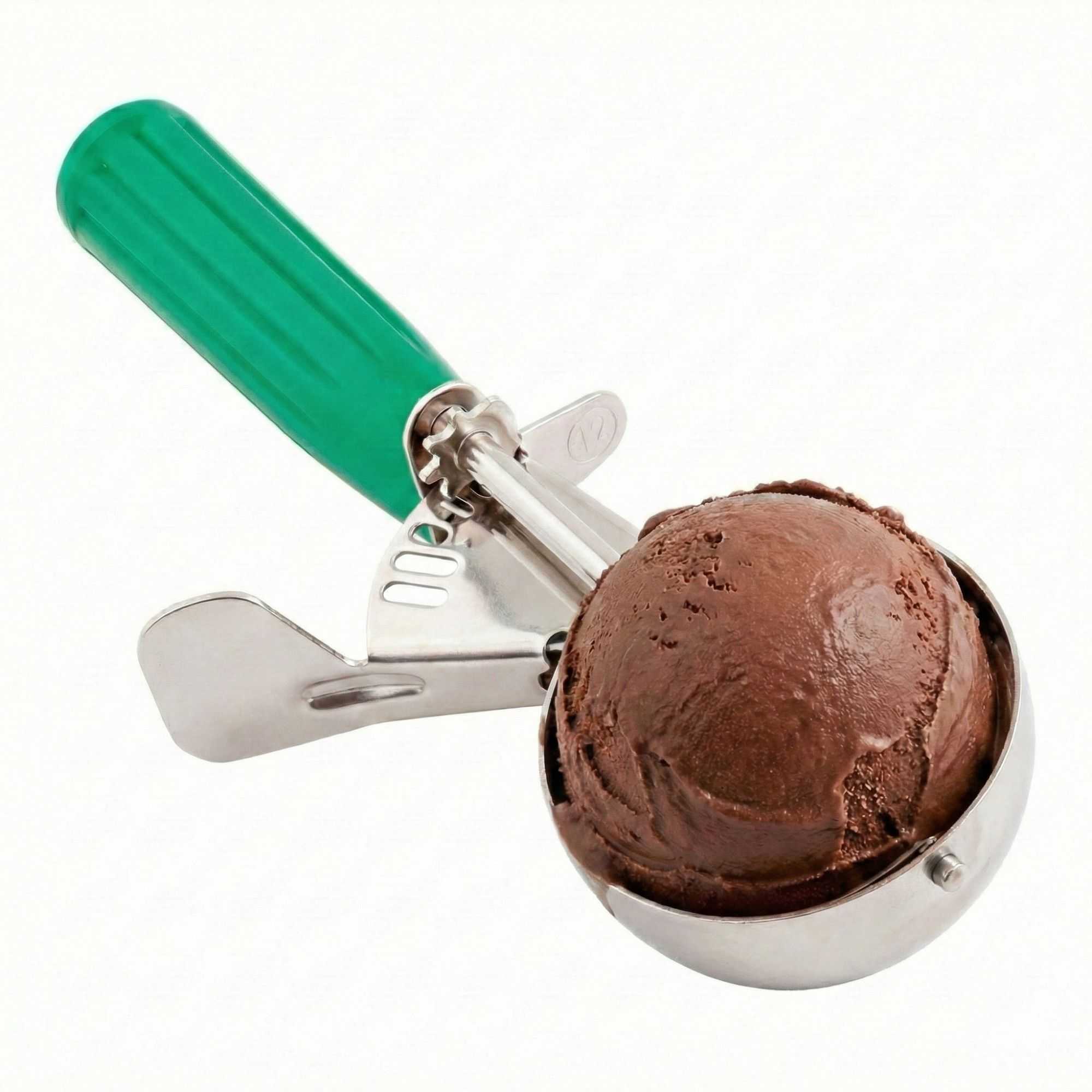 Met Lux 2.5 oz Stainless Steel #12 Portion Scoop - with Green Handle - 1 count box