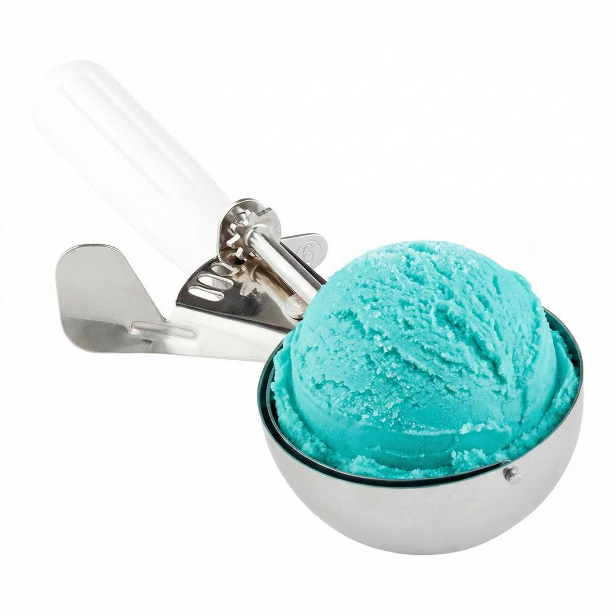 Met Lux 4.66 oz Stainless Steel #6 Portion Scoop - with White Handle - 1 count box