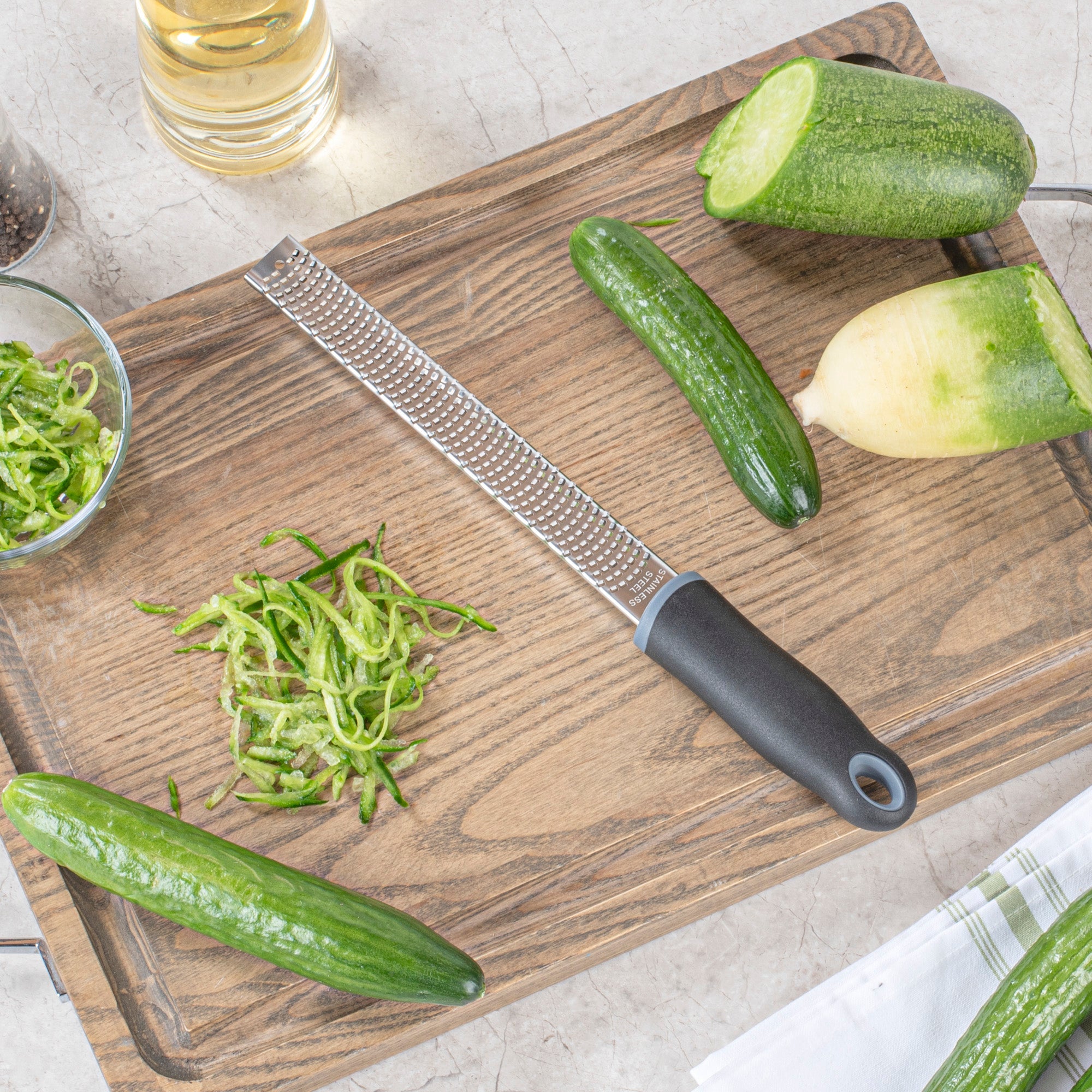Met Lux Stainless Steel Grater - with Plastic Handle - 13" - 1 count box