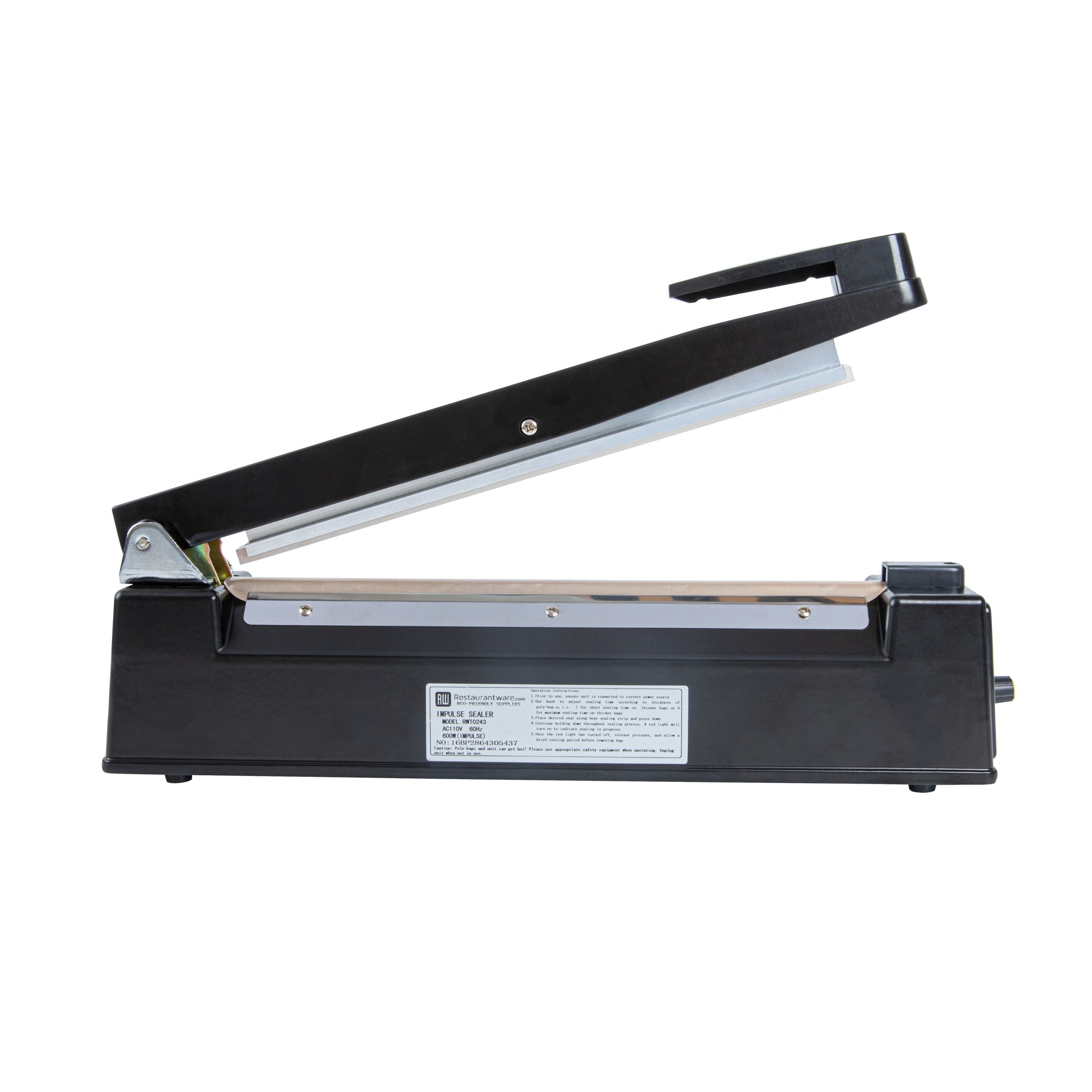 Fresh Hero Black Aluminum Hand Impulse Sealer - Industrial Grade, Food Safe - 17 3/4" x 3 1/4" x 10" - 1 count box