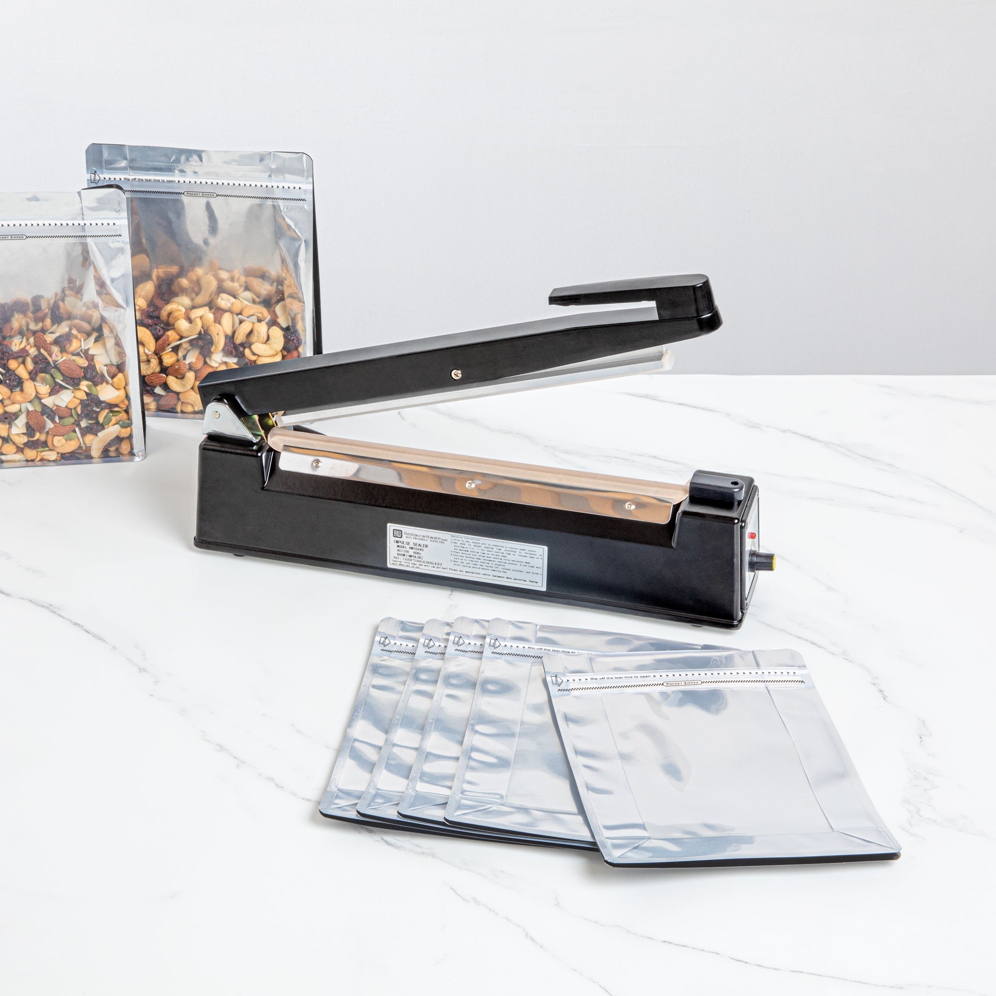 Fresh Hero Black Aluminum Hand Impulse Sealer - Industrial Grade, Food Safe - 17 3/4" x 3 1/4" x 10" - 1 count box