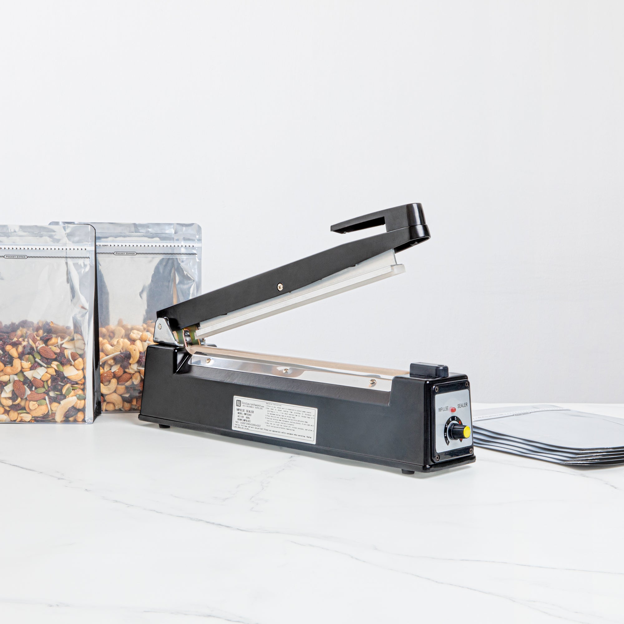 Fresh Hero Black Aluminum Hand Impulse Sealer - Industrial Grade, Food Safe - 17 3/4" x 3 1/4" x 10" - 1 count box