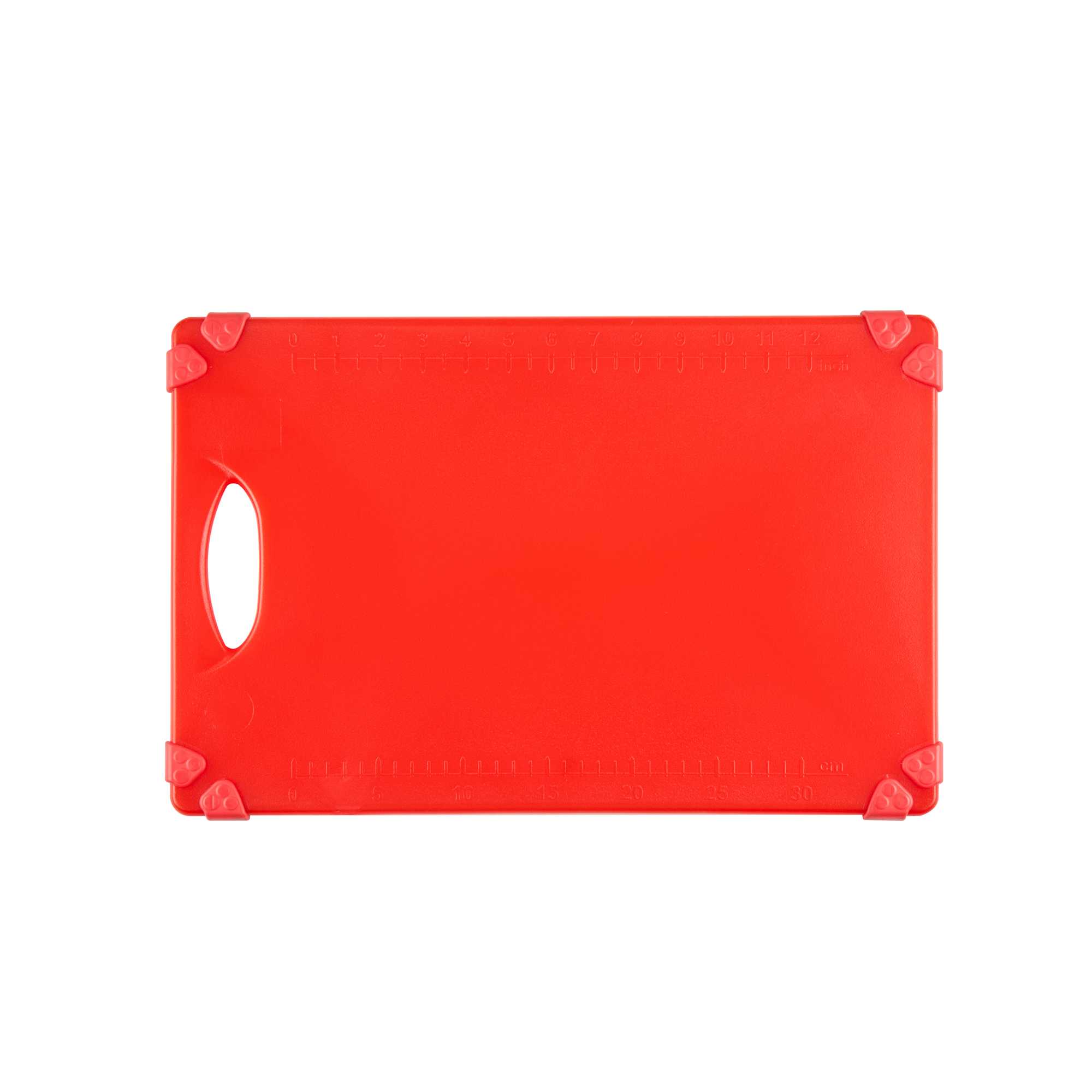 Sure Grip Red Plastic Cutting Board - Non-Slip, Measurement Markers, Carrying Handle - 12" x 18" - 1 count box
