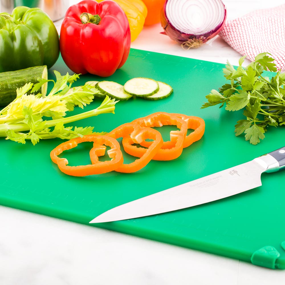Sure Grip Green Plastic Cutting Board - Non-Slip, Measurement Markers, Carrying Handle - 18" x 24" - 1 count box