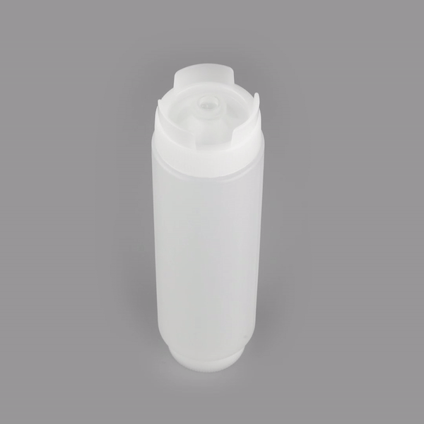 First In First Out 16 oz Clear Plastic Squeeze Bottle - Inverted, Refill & Dispensing Lid - 2 1/2" x 2 1/2" x 8 1/4" - 1 count box